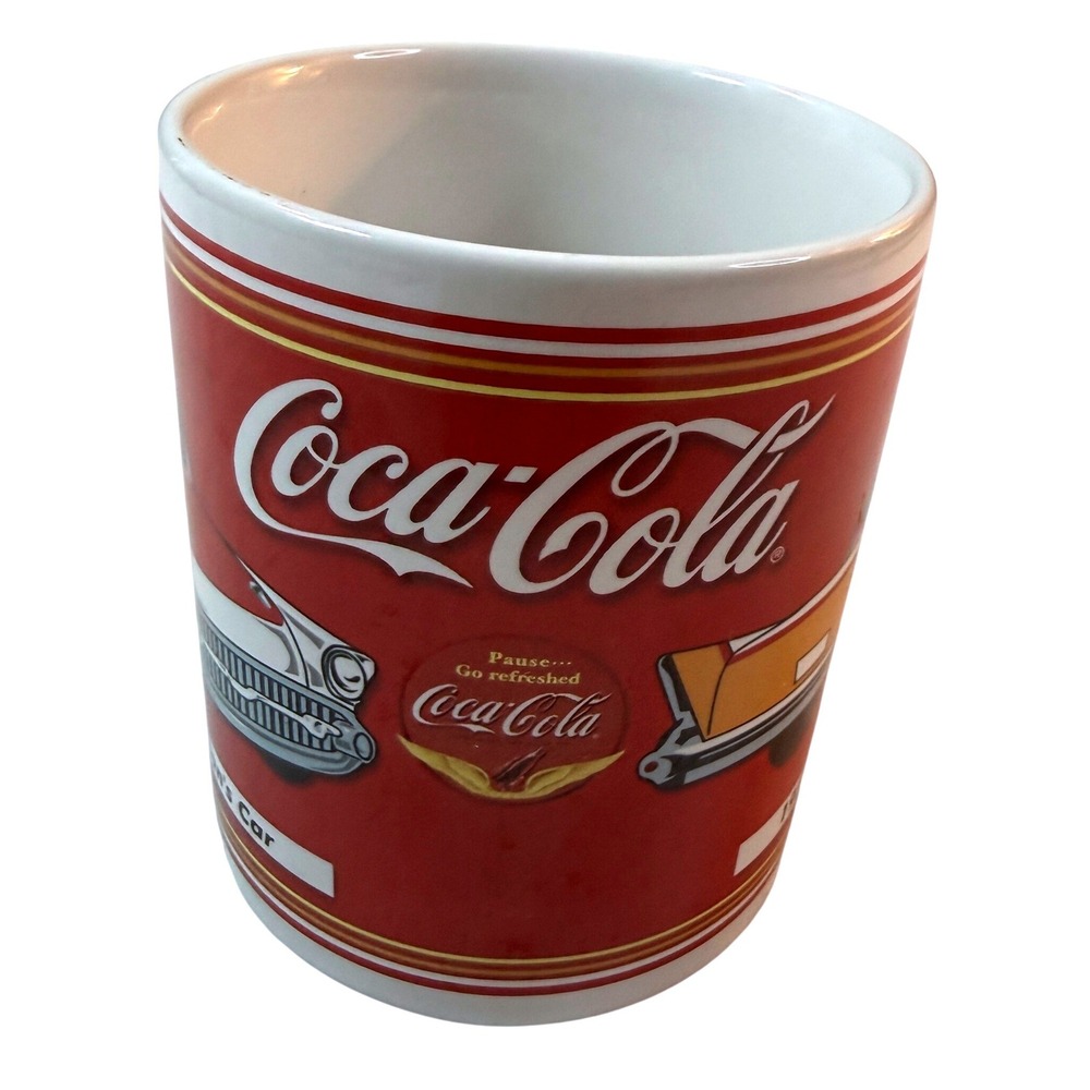 Vintage Coca-Cola Coffee Mug Red‎ 1957 Classic Cars Retro Kitchen Americana